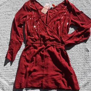 NWT TUNIC, DEEP RED, WOMENS M